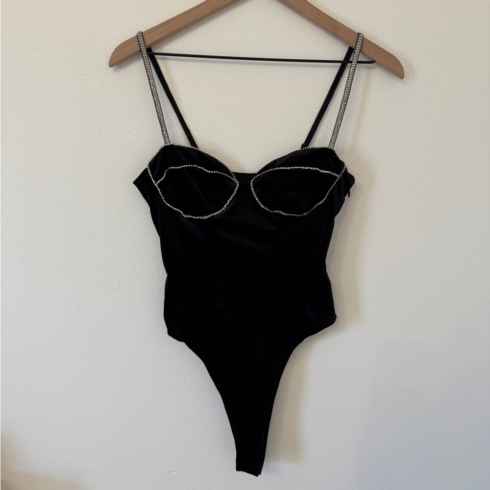 Zara Black Velvet Bodysuit